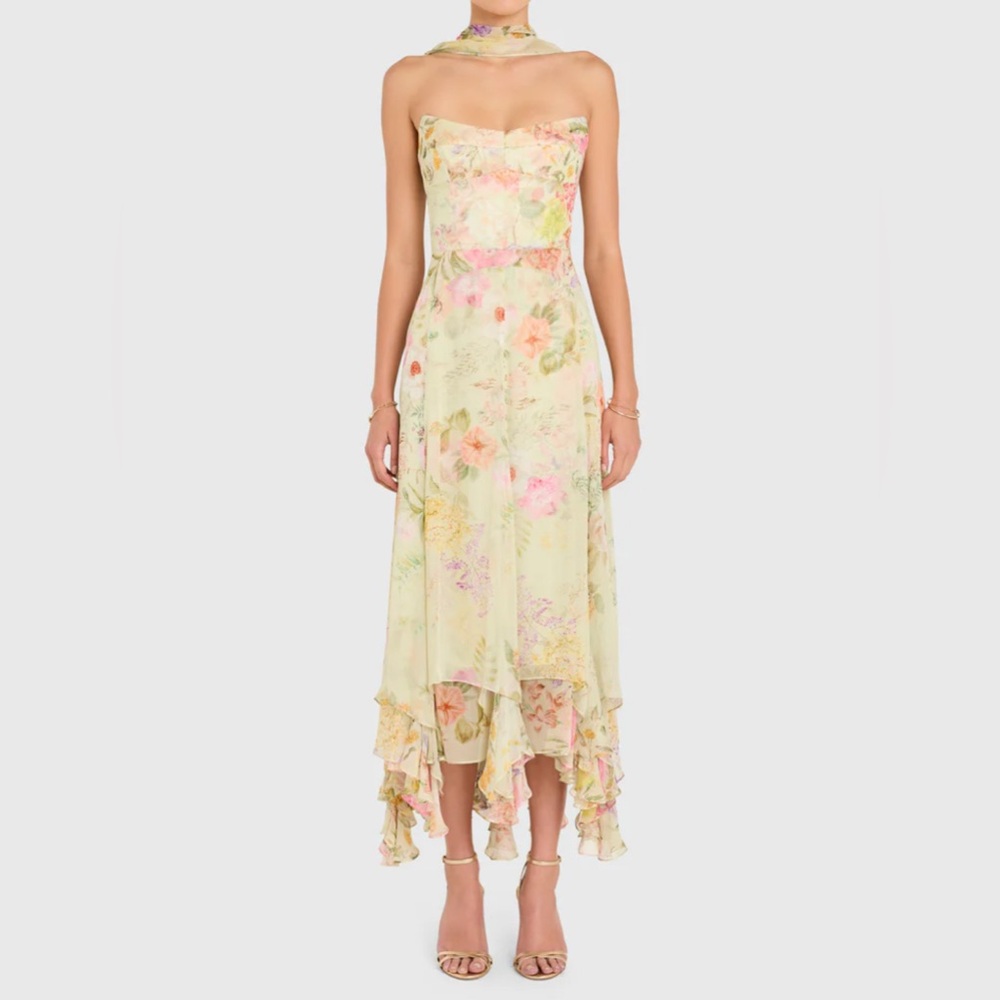 Amanda Uprichard Monterey Dress With Scarf in Whistledown